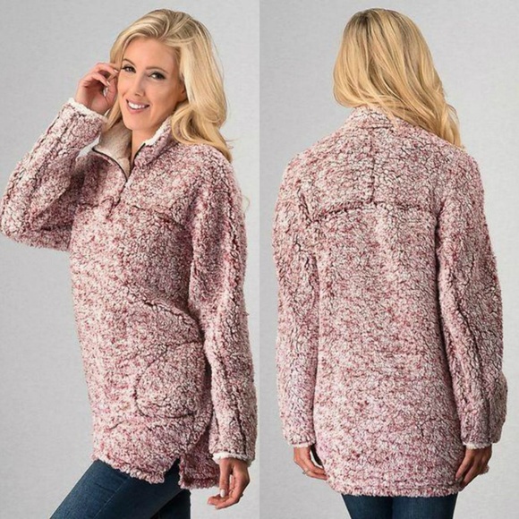 Pink Peplum Boutique Dresses & Skirts - Sherpa pullover with front zip up & side pockets